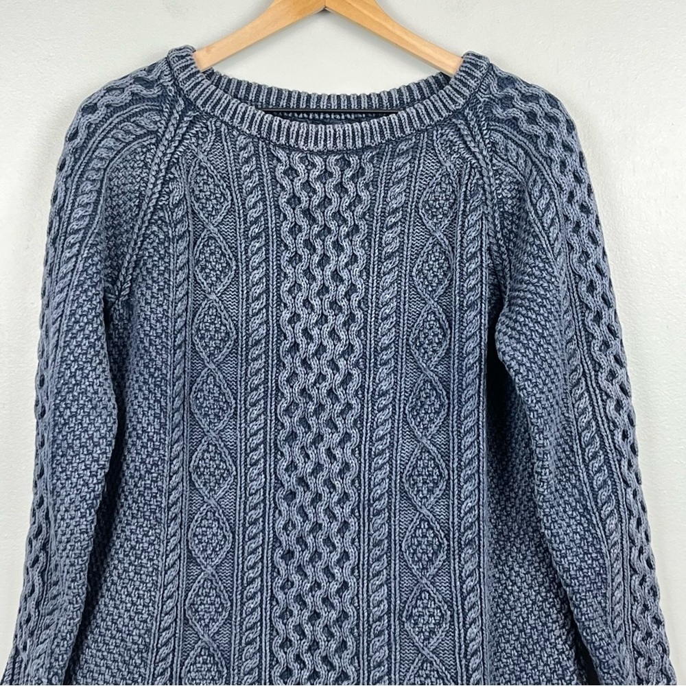 L.L. Bean Signature cotton fisherman tunic sweater, washed blue, large. - Picture 4 of 10